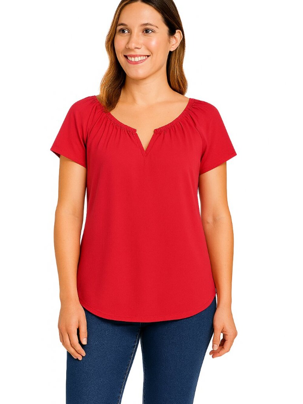 Kim Rogers Pink Smocked Short-Sleeve Top – Size Small